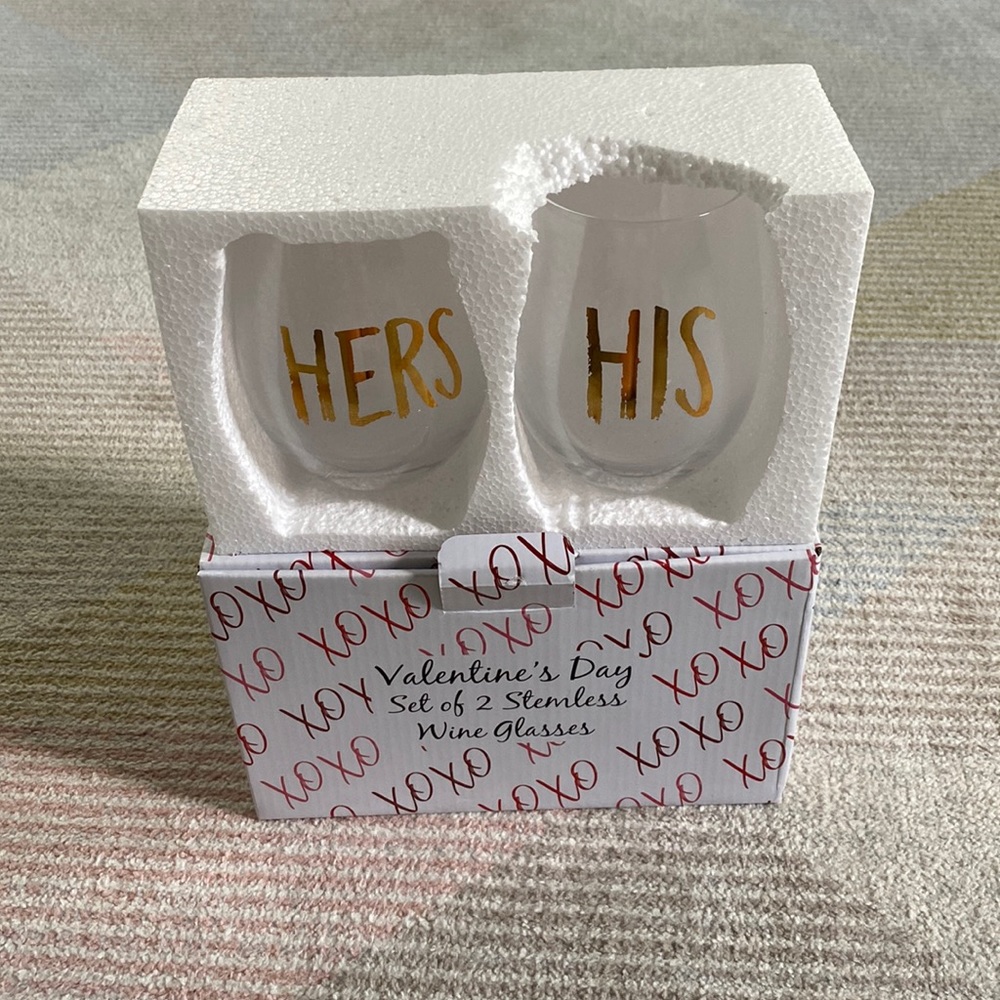NEW “His” and “Hers” Stemless Wine Glasses